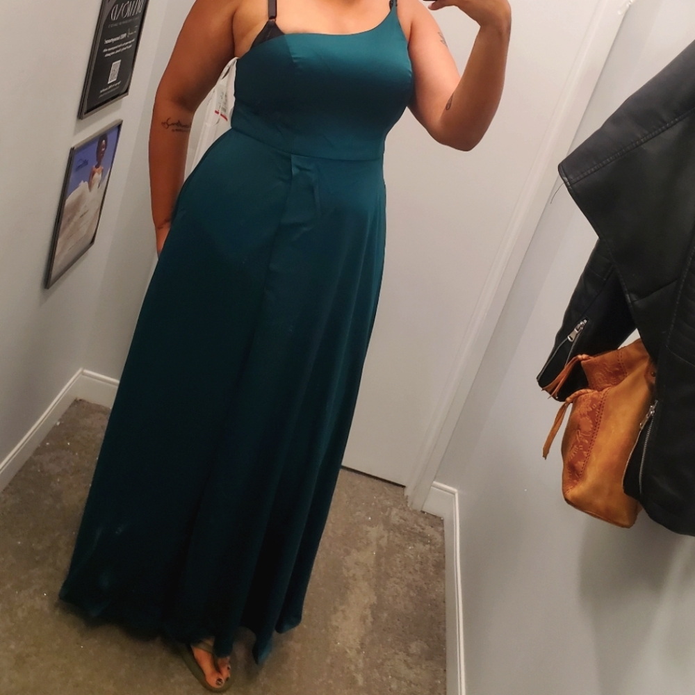 Hunter Green Formal One Shoulder Dress